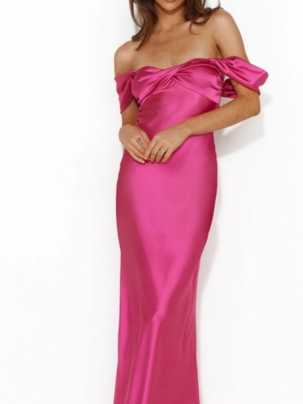 Princess Polly off the shoulder Satin dress